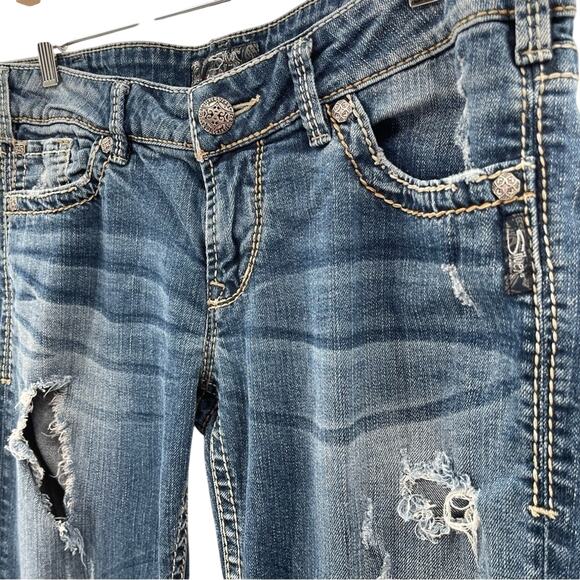 Silver Jeans Distressed Berkley Western Festival Jeans Medium Wash Size 31/30 - Picture 3 of 7